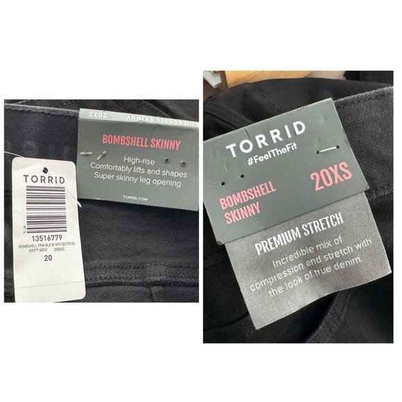 TORRID NWT Bombshell Stretch Skinny Jeans Destructed High Rise Black Size 20XS - Picture 5 of 11